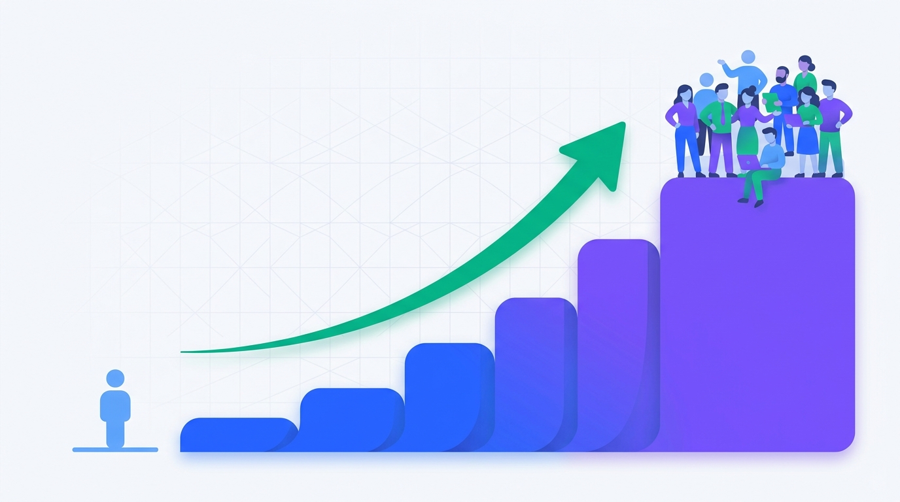 Infographic: growth from one person to a complete team